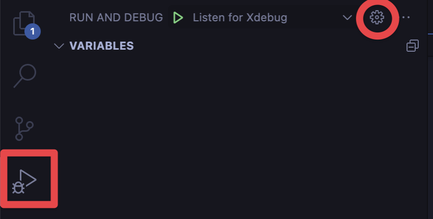 Debug vscode button.