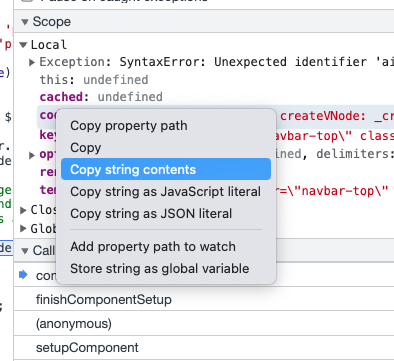 Copying a variable from Devtools to clipboard